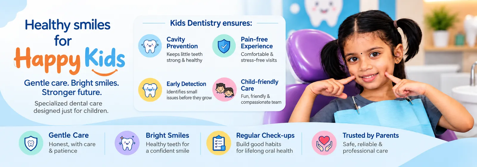 Healthy smiles for happy kids — specialised, gentle dental care for children at Sethu Dental Care Madurai.