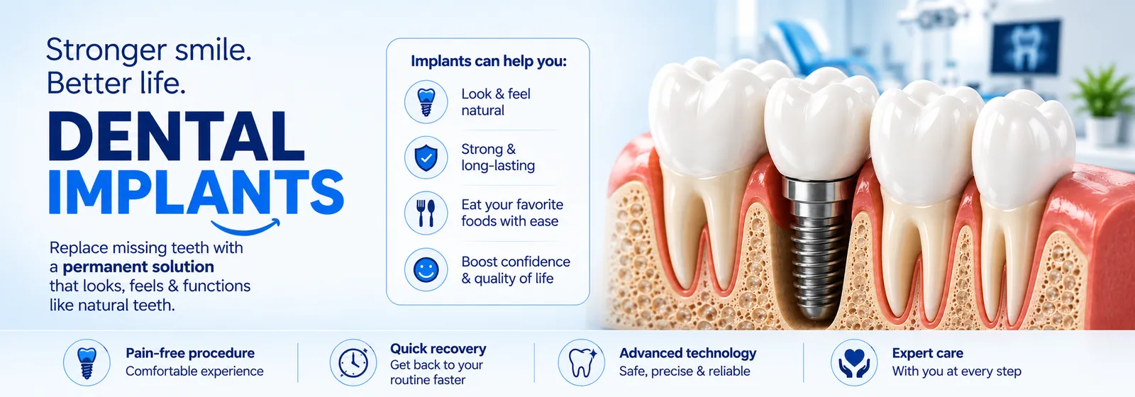 Dental implants in Madurai — replace missing teeth with a permanent solution that looks, feels and functions like natural teeth.